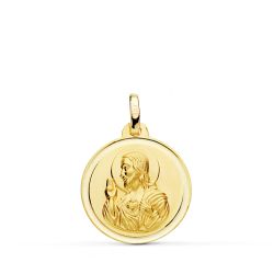 Medalla Oro 18kts Cristo Sagrado Corazón De Jesús Bisel 18mm P5001-118