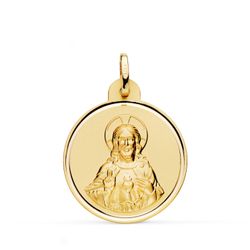 Medalla Oro 18kts Cristo Sagrado Corazón De Jesús Bisel 24mm P5004-124