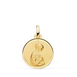 Medalla Oro 18kts Madonna De Lippi C. Bisel Matizada P9817-118 16mm