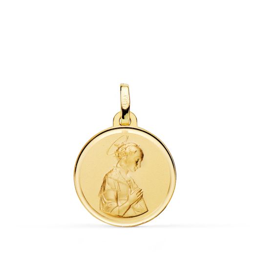Medalla Oro 18kts Madonna De Lippi C. Bisel Matizada P9817-118 16mm