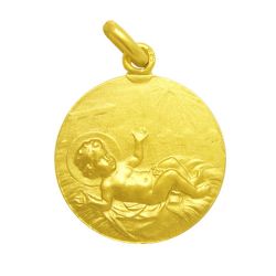 Medalla Oro 18kts Nińo En Pesebre 25mm M1/1/15/25