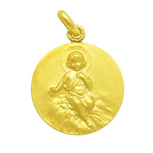 Medalla Oro 18kts Nińo En Pesebre De Frente 18mm M1/1/30/18