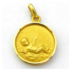 Medalla Oro 18kts Nińo En Pesebre Media Cańa 17mm M1/9/15/17