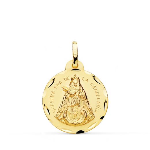 Medalla Oro 18kts Nuestra Señora de la Candelaria Tallada 20mm P3085-320