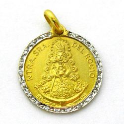 Medalla Oro 18kts Nuestra Seńora Del Rocio Con Orla 18mm MO1/1/163/18