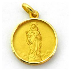 Medalla Oro 18kts Nuestra Sra De Los Angeles Biselado 17mm M1/9/76/17