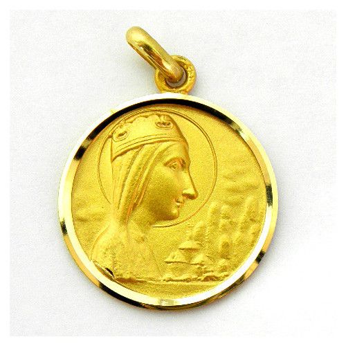 Medalha de Ouro 18k Nossa Senhora de Montserrat Biselada 18mm M1/11/13/18