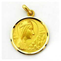 Medalla Oro 18kts Nuestra Sra De Montserrat Biselado 22mm M1/11/13/22