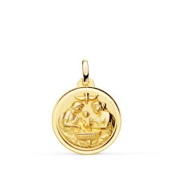 Medalla Oro 18kts Nuevo Bautismo Bisel 18mm P8100-118
