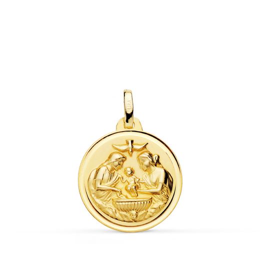 Medalla Oro 18kts Nuevo Bautismo Bisel 18mm P8100-118
