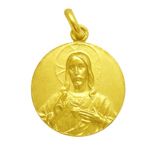 Medalla Oro 18kts Sagrado Corazón De Jesús 10mm M1/1/11/10