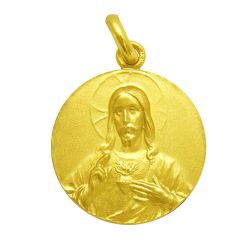 Medalla Oro 18kts Sagrado Corazón De Jesús 18mm M1/1/11/18