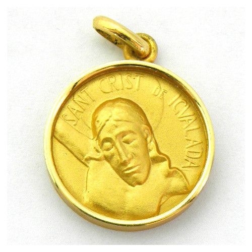 Medalla Oro 18kts Sagrado Corazón De Jesús Media Cańa 17mm M1/9/116/17