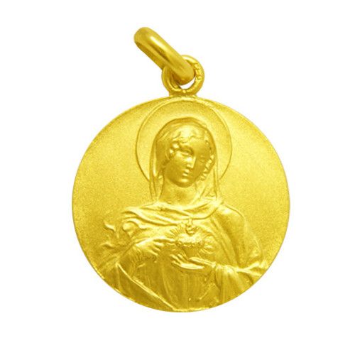 18kt Gold Medal Sacred Heart of Mary 16mm M1/1/134/16