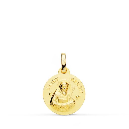 Medalla Oro 18kts Saint Benoit 14mm P8210-014