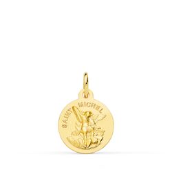 Medalla Oro 18kts Saint Mitchel Matizada 14mm P8078-014