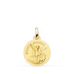 Medalla Oro 18kts Saint Mitchel Matizada 16mm P8078-016