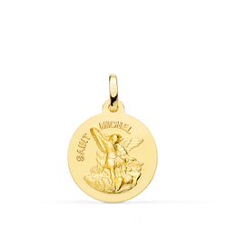 Medalla Oro 18kts Saint Mitchel Matizada 18mm P8078-018