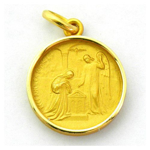 18kt Gold Medal of Saint Gabriel/Assumption of the Virgin Beveled 17mm M1/9/17/17