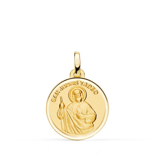 Medalla Oro 18kts San Judas Tadeo Bisel 18mm P8080-118L