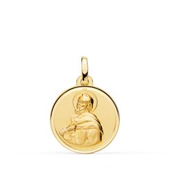 Medalla Oro 18kts San Pedro Bisel Matizada 18mm P8102-118