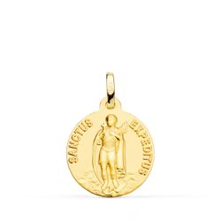 Medalla Oro 18kts Sanctus Expeditus Matizada 18mm P8101-018