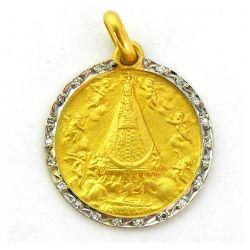 Medalla Oro 18kts Virgen Blanca Con Orla 16mm MO1/1/37/16