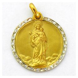 Medalla Oro 18kts Virgen Blanca Con Orla 20mm MO1/1/76/20