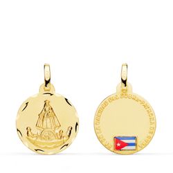 Medalla Oro 18kts Virgen Caridad Cobre Balsa P8049-316 16mm