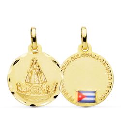 Medalla Oro 18kts Virgen Caridad Cobre Balsa P8049-320 20mm