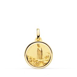 Medalla Oro 18kts Virgen de Fátima Bisel 16mm P8070-116