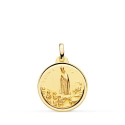 Medalla Oro 18kts Virgen de Fátima Bisel 18mm P8070-118