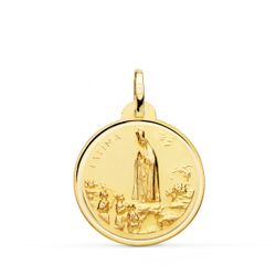 Medalla Oro 18kts Virgen de Fátima Bisel 22mm P8070-122