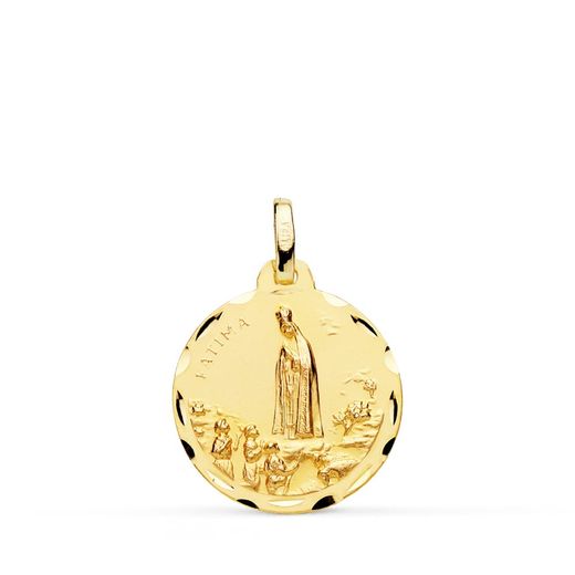 Medalla Oro 18kts Virgen de Fátima Tallada 18mm P8070-318