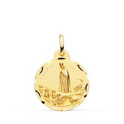 Medalla Oro 18kts Virgen de Fátima Tallada 22mm P8070-320