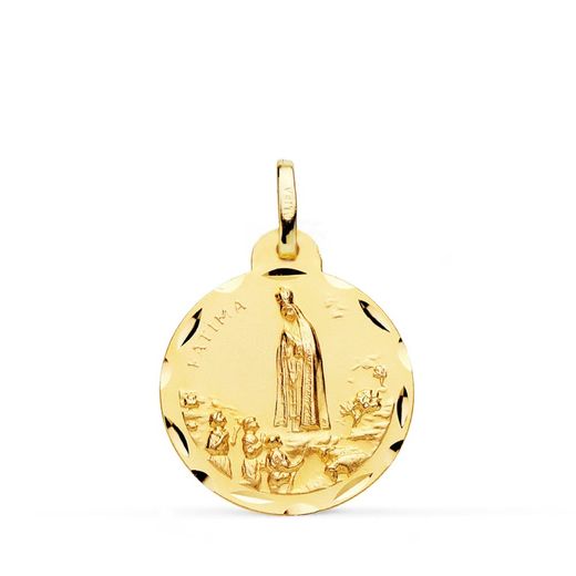 Medalla Oro 18kts Virgen de Fátima Tallada 22mm P8070-322