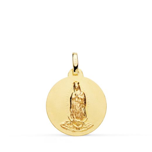 Medalla Oro 18kts Virgen De Guadalupe Lisa Matizada P6064-018 18mm