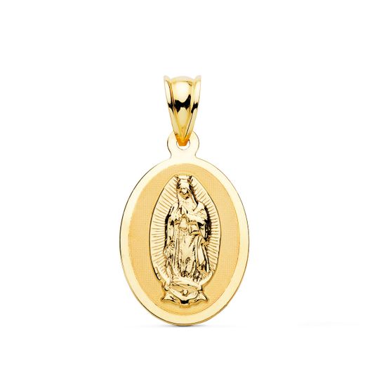Medalla Oro 18kts Virgen De Guadalupe Oval En Brillo P6059-821 21x15mm