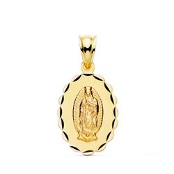 Medalla Oro 18kts Virgen De Guadalupe Oval Tallada P6059-321 21x15mm