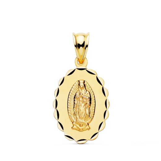 Medalla Oro 18kts Virgen De Guadalupe Oval Tallada P6059-321 21x15mm