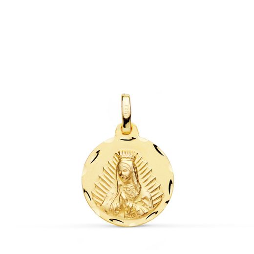 Medalla Oro 18kts Virgen De Guadalupe Tallada P6061-314 14mm