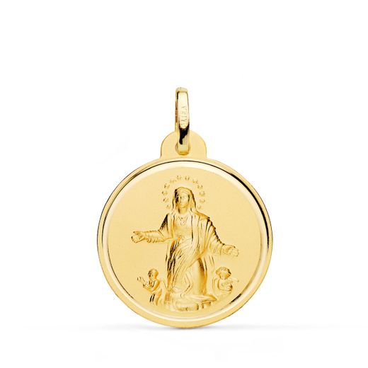 Medalla Oro 18kts Virgen de la Asunción Bisel 22mm P907
