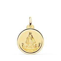 Medalla Oro 18kts Virgen De La Caridad Del Cobre En Balsa P8048-120 20mm
