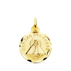 Medalla Oro 18kts Virgen De La Caridad del Cobre Tallada 14mm P8050-314