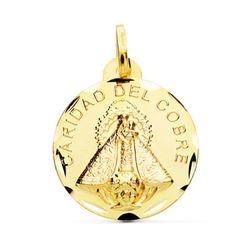 Medalla Oro 18kts Virgen De La Caridad del Cobre Tallada 24mm P8050-324