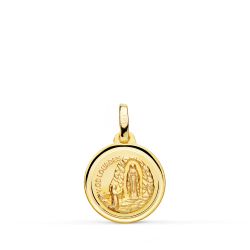 Medalla Oro 18kts Virgen de Lourdes Bisel 14mm P8068-114