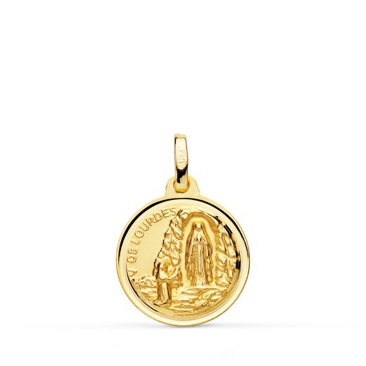 Medalla Oro 18kts Virgen de Lourdes Bisel 16mm P8068-116