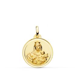 Medalla Oro 18kts Virgen Del Carmen Bisel 18mm P5002-118