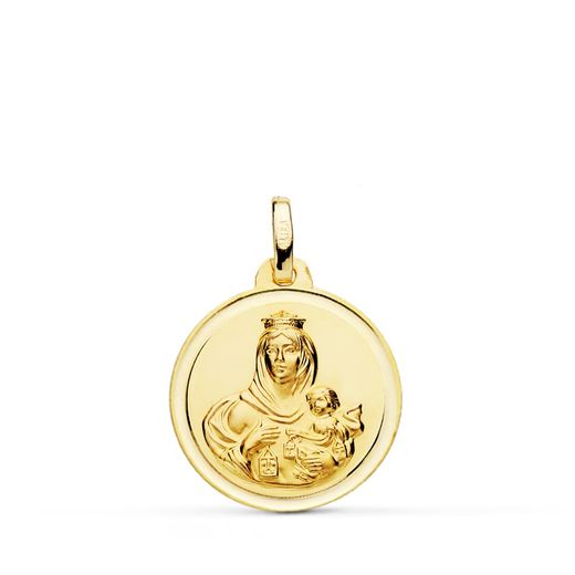 Medalla Oro 18kts Virgen Del Carmen Bisel 18mm P5002-118