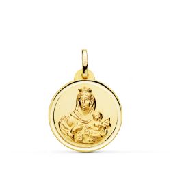 Medalla Oro 18kts Virgen Del Carmen Bisel 20mm P5002-120